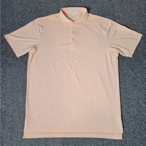 Peter Millar Jubilee Performance Polo Mens Size L Golf Orange Striped Shirt
